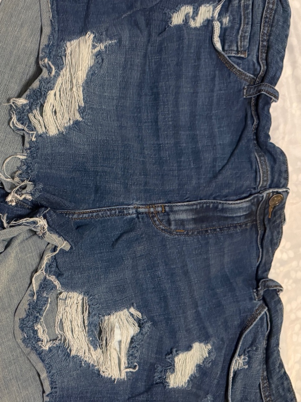 Studio Blue Medium Wash Distressed Denim Shorts 20W